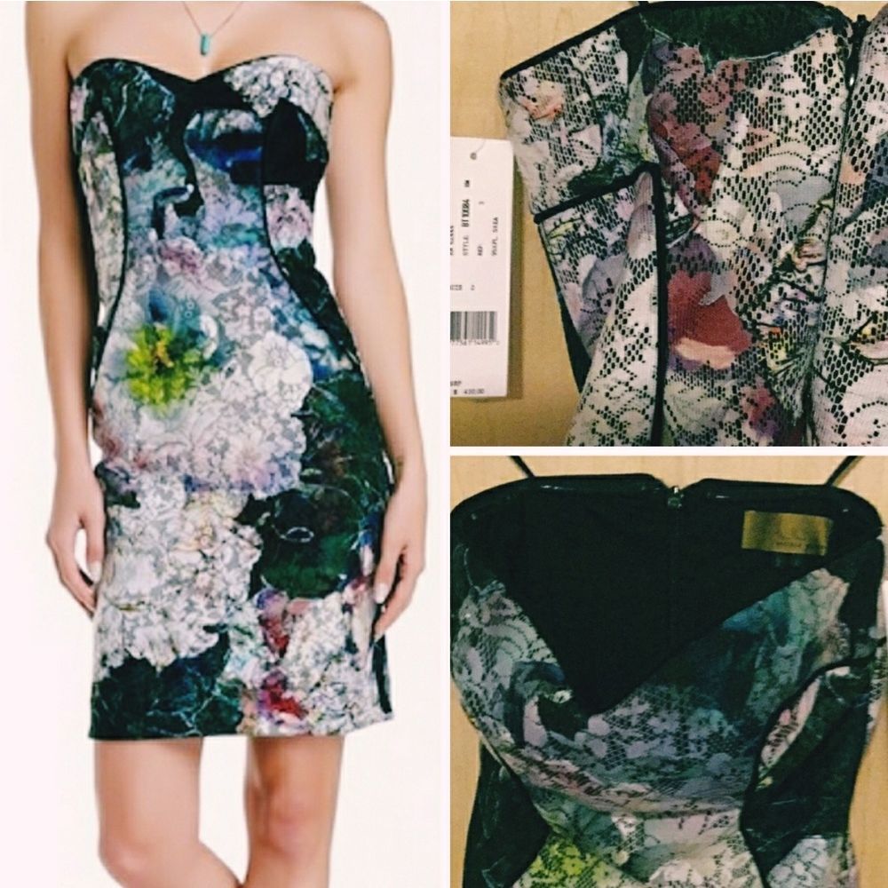 Nicole Miller Strapless Lace Sheath Dress - Picture 1 of 8